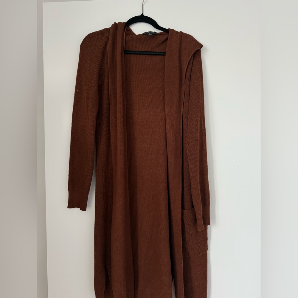Cyrus Chocolate Orange Brown Open Front Cardigan